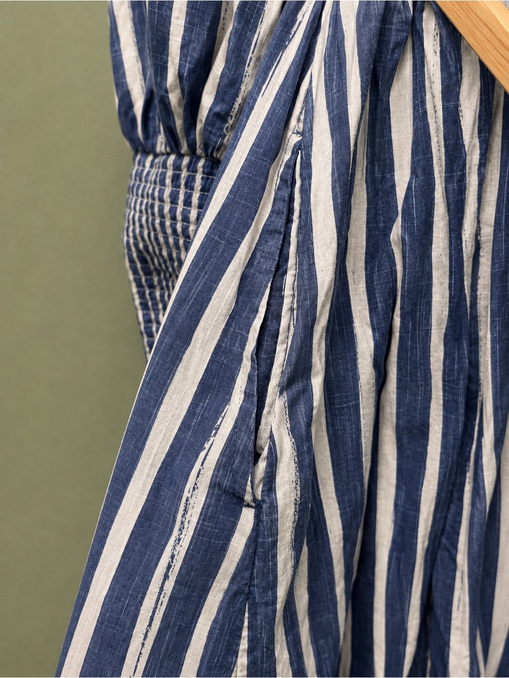 Anthropologie Blue and White Striped Maxi Dress with Smocked Waist - Picture 6 of 7